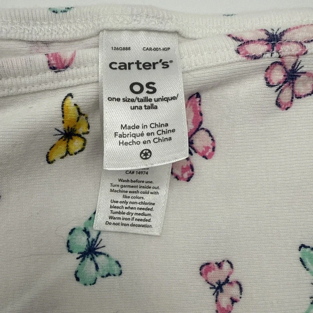 Vtg Carter's Butterfly Baby Blanket Receiving Swaddle Jersey 100% Cotton